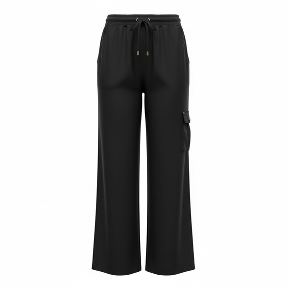 Ellen Tracy Pants - Ellen Tracy Black Wide-Leg Pants with Pocket Detail Xl Corpcore Dark Academia